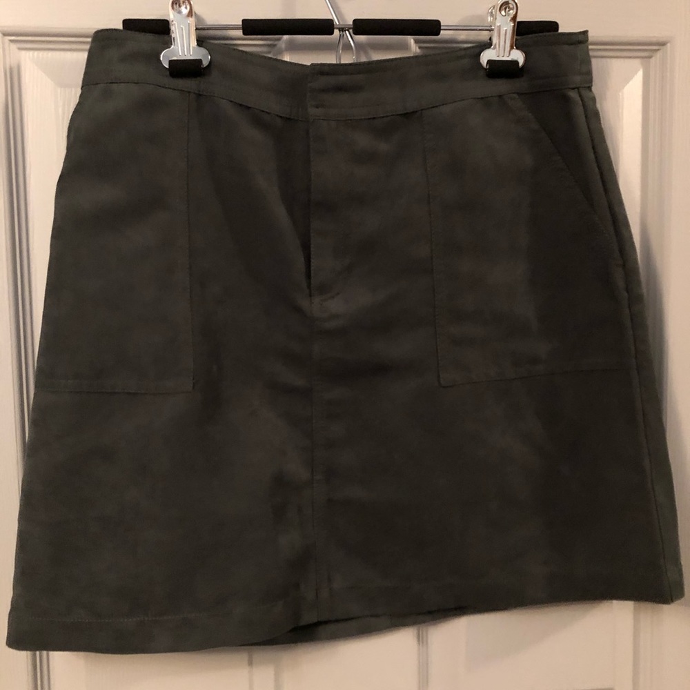 Green faux suede skirt